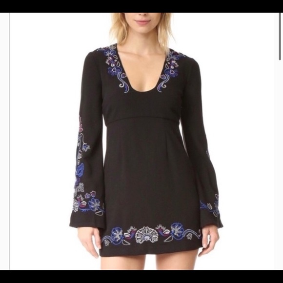 Free People Black Bell Sleeve Dress - Picture 3 of 3